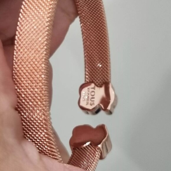 Tous Rose IP Steel Mesh Color Cuff Bracelet With Lapis Lazuli - Picture 5 of 10